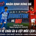 Ảnh đại diện nhận định Brighton vs MU với Kaoru Mitoma và Bruno Fernandes trên Xoilac TV