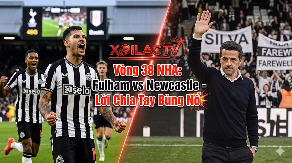Ảnh đại diện nhận định trận đấu Fulham vs Newcastle vòng 38 Ngoại hạng Anh với HLV Marco Silva và cầu thủ Newcastle, cập nhật mới nhất trên Xoilac TV.
