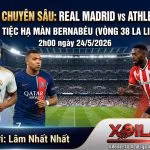 Hình ảnh nhận định trực tiếp trận đấu Real Madrid vs Athletic Bilbao với cuộc đối đầu giữa Kylian Mbappé và Iñaki Williams trên Xoilac TV.